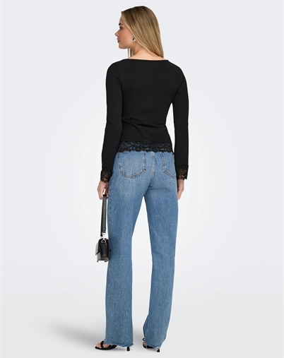 Only - ONLLive Love O-Neck Lace Top - Black